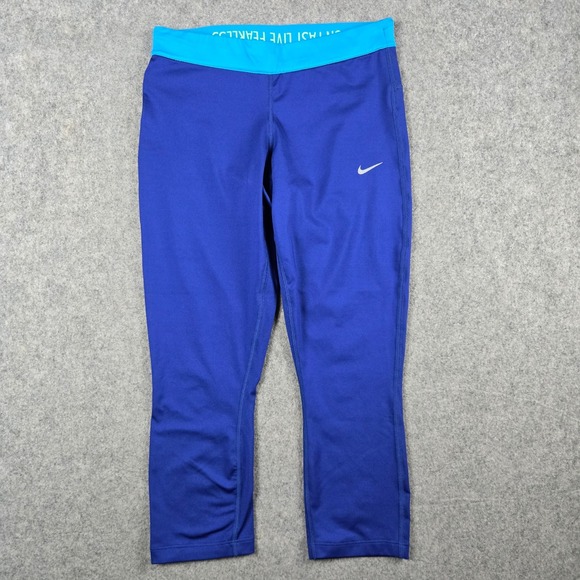Nike Pants - Nike Dri-FIT Running Leggings Womens Medium Blue Crop Capri Tight Activewear